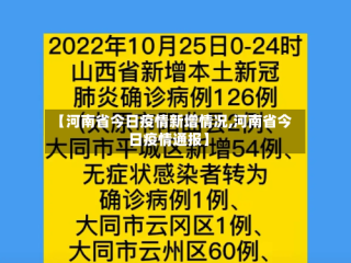 【河南省今日疫情新增情况,河南省今日疫情通报】