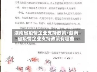 湖南省疫情企业支持政策/湖南省疫情企业支持政策有哪些