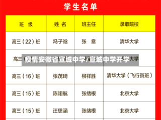 疫情安徽省宣城中学/宣城中学开学