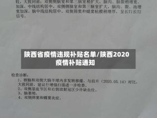 陕西省疫情违规补贴名单/陕西2020疫情补贴通知