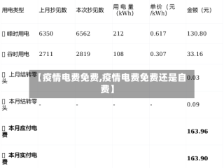【疫情电费免费,疫情电费免费还是自费】