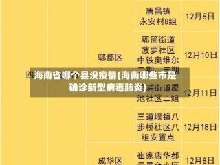 海南省哪个县没疫情(海南哪些市是确诊新型病毒肺炎)