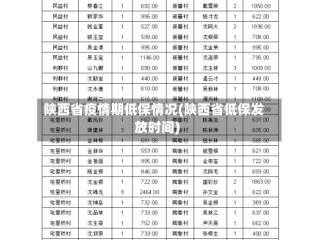 陕西省疫情期低保情况(陕西省低保发放时间)