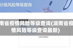 湖南省疫情风险等级查询(湖南省疫情风险等级查询最新)