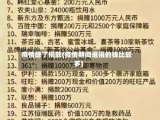 疫情除了捐款(疫情期间谁捐的钱比较多)
