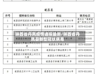 陕西省丹凤疫情通报最新/陕西省丹凤县新型冠状病毒