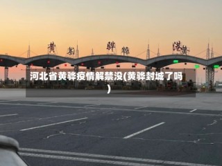 河北省黄骅疫情解禁没(黄骅封城了吗)