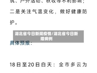 湖北省今日新闻疫情/湖北省今日新增病例