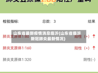 山东省最新疫情消息临沂(山东省临沂新冠肺炎最新情况)