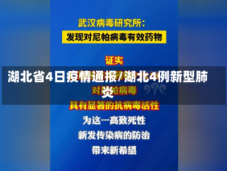 湖北省4日疫情通报/湖北4例新型肺炎