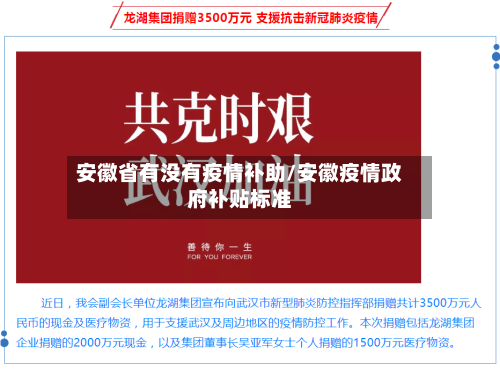 安徽省有没有疫情补助/安徽疫情政府补贴标准-第2张图片