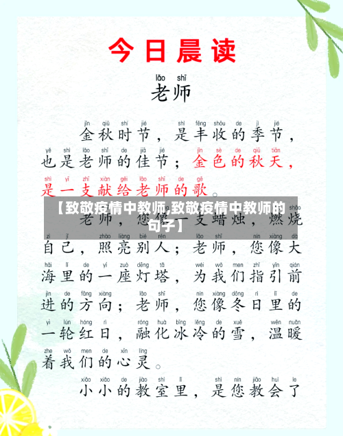 【致敬疫情中教师,致敬疫情中教师的句子】-第3张图片