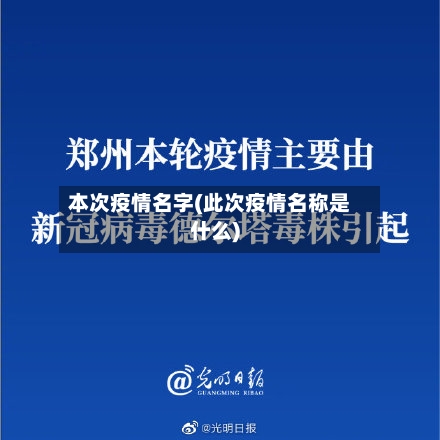 本次疫情名字(此次疫情名称是什么)-第1张图片